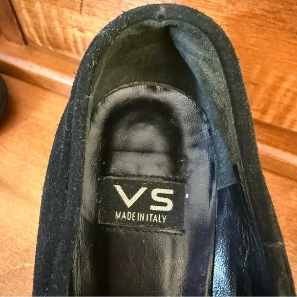 NEW Via Spiga Rambo Black Eru Calf Suede Loafers block heel size 9.5 slip on - Picture 11 of 13